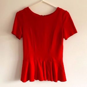 Maje Red Fitted Stretchy Zip Back Shirt European Size 2 (Small)